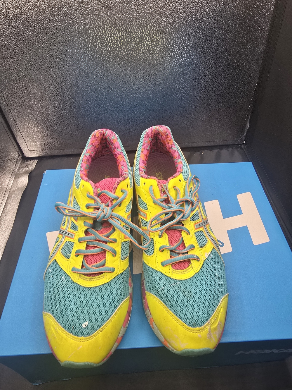 Asics Multi-Color Women's Athletic Running Shoes‎ (Teal, Yellow, Pink)